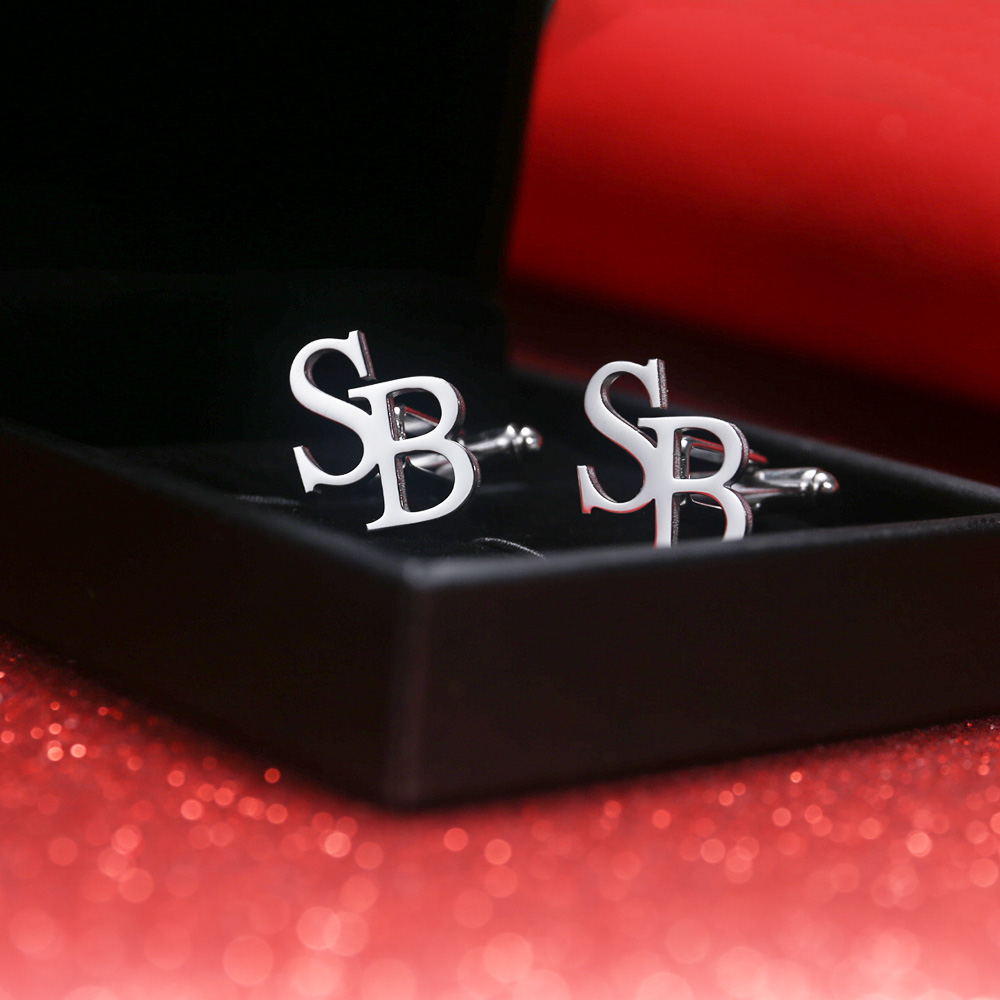 Men'S Groom - Tangula Custom Initials Cufflinks Stainless steel
