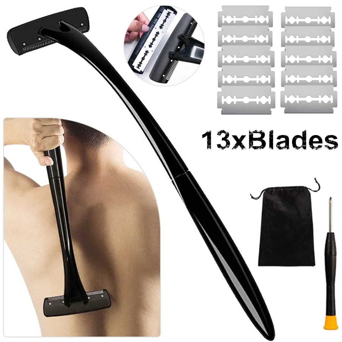 Men'S Grooming Shaver - Long Handle Back Shaver for Men,