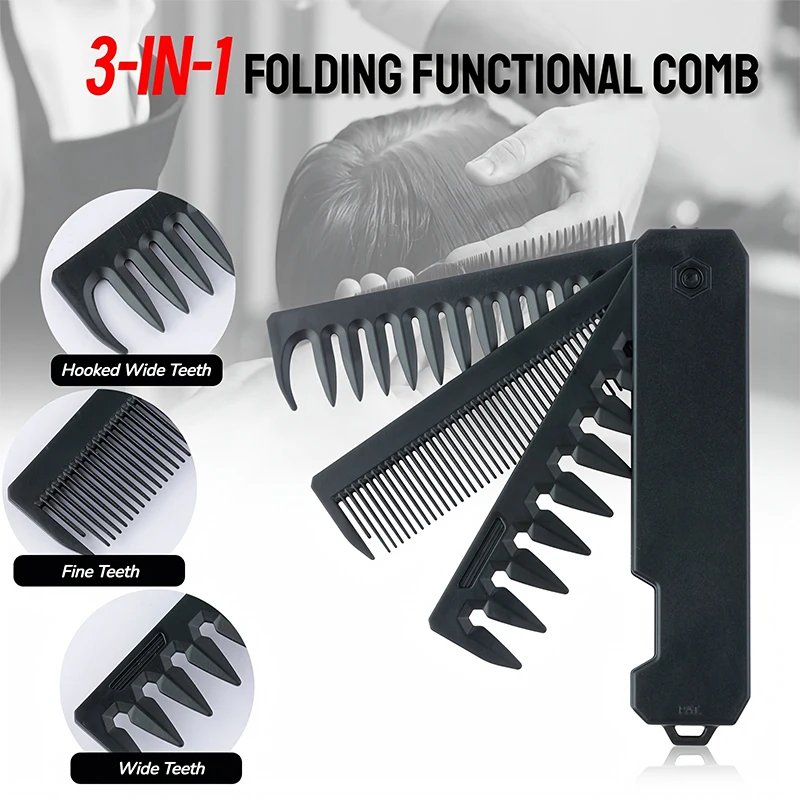 3-in-1 Folding Beard Comb for  - Mens Grooming Box ulasan dan harga