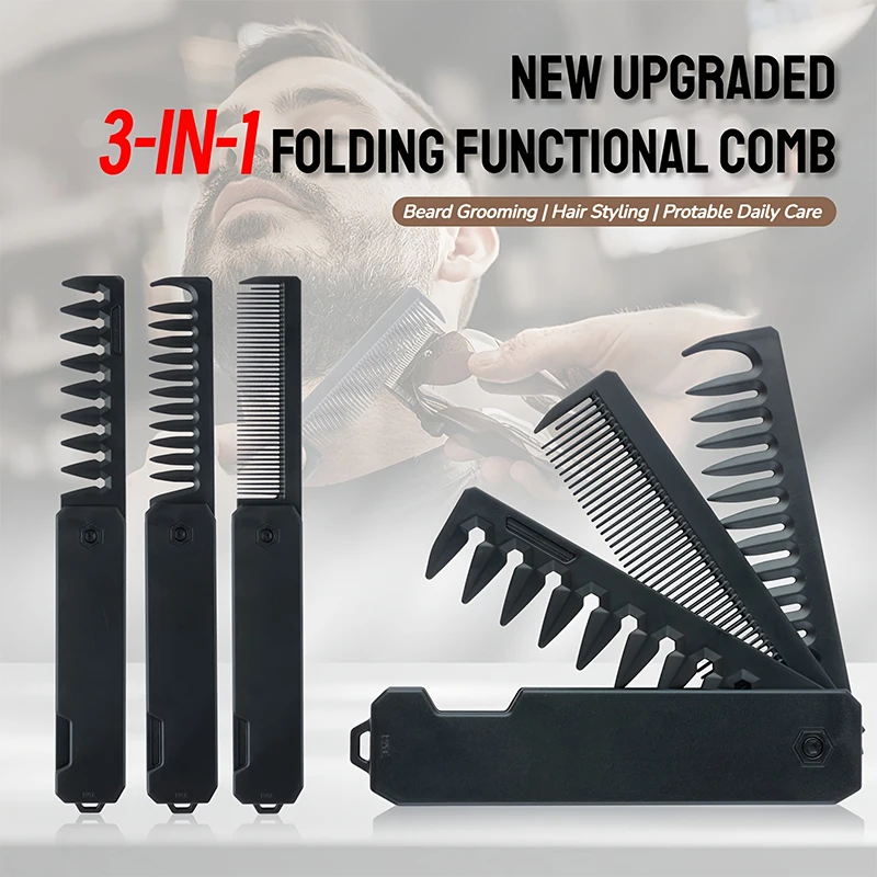 3-in-1 Folding Beard Comb for  - Mens Grooming Box ulasan dan harga