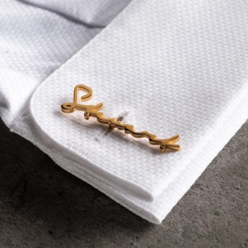 Custom Name Cufflinks 18K Gold - Men'S Groom ulasan dan harga