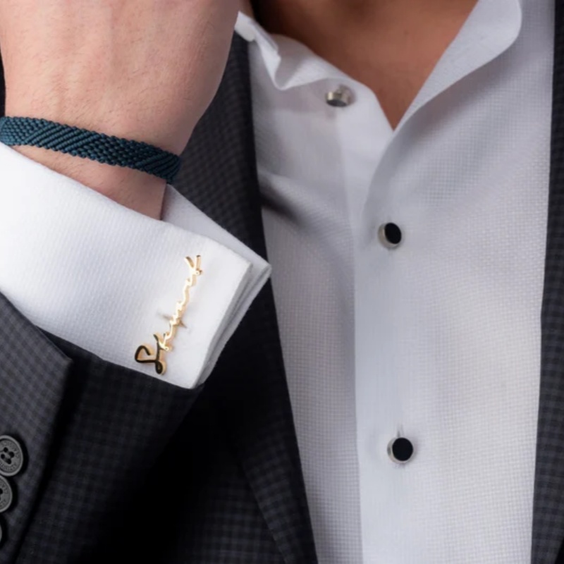 Custom Name Cufflinks 18K Gold - Men'S Groom ulasan dan harga