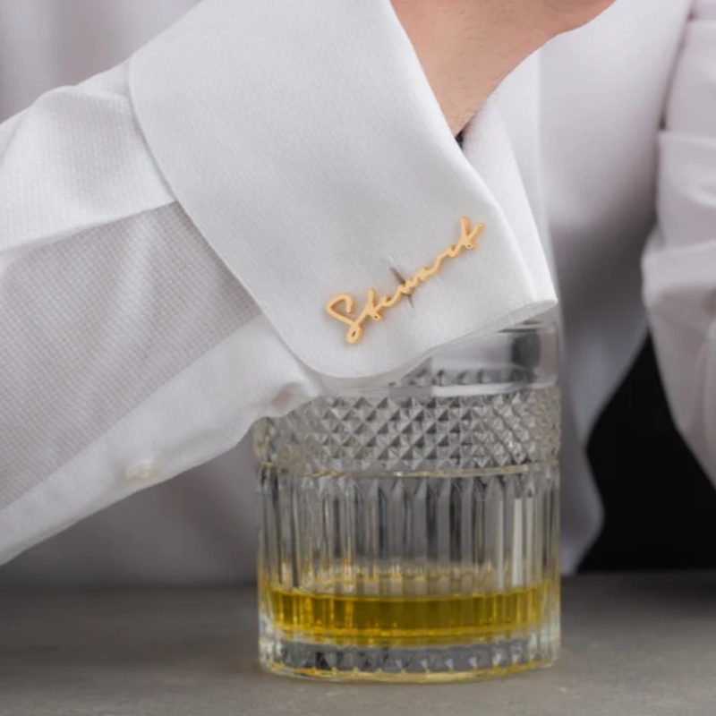Custom Name Cufflinks 18K Gold - Men'S Groom ulasan dan harga