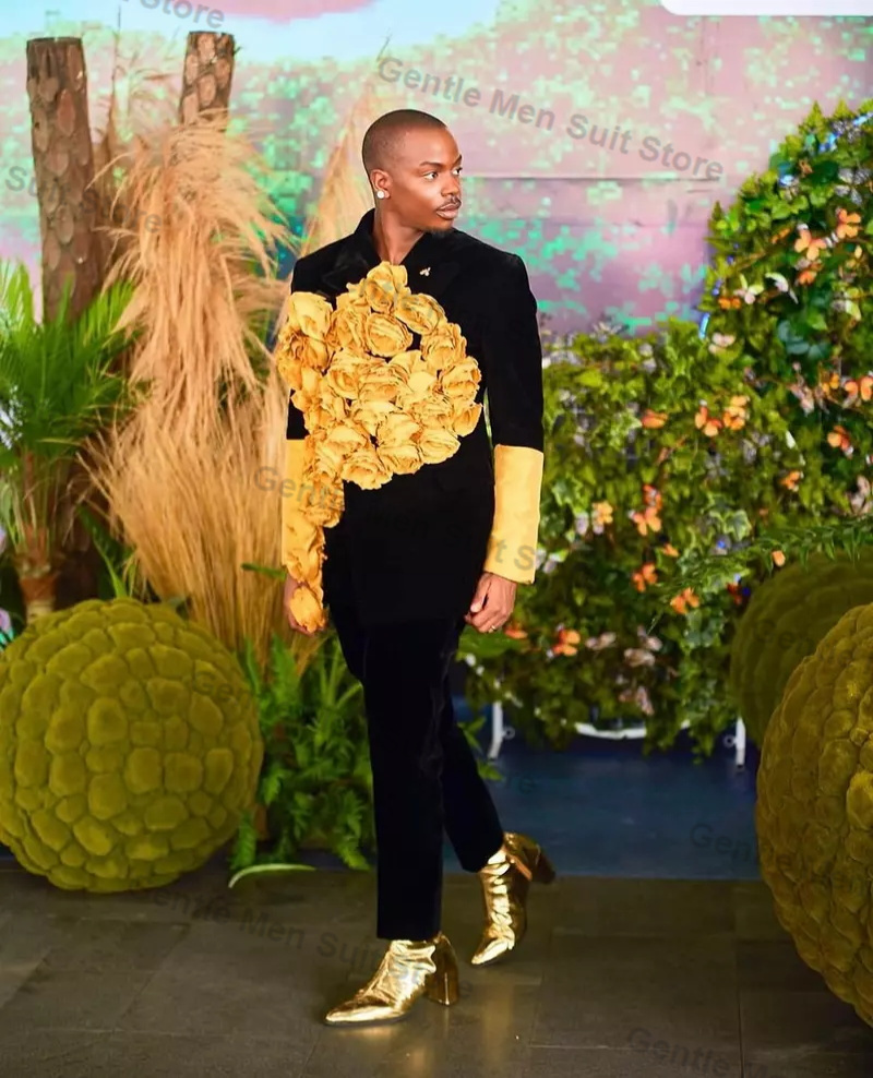 Yellow Black Men Suits Set 2 P - Men'S Groom ulasan dan harga