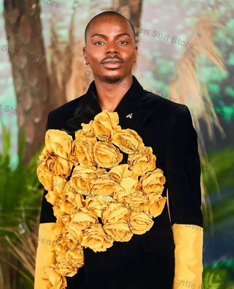 Yellow Black Men Suits Set 2 P - Men'S Groom ulasan dan harga